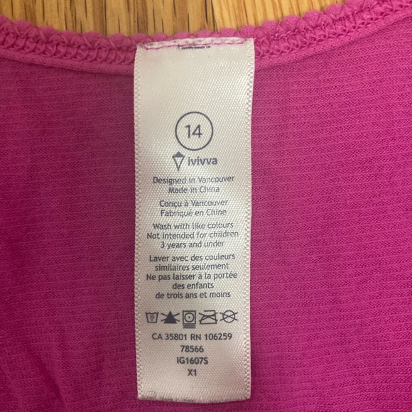 Ivivva Pink tank top - size 14 - Picture 4 of 7